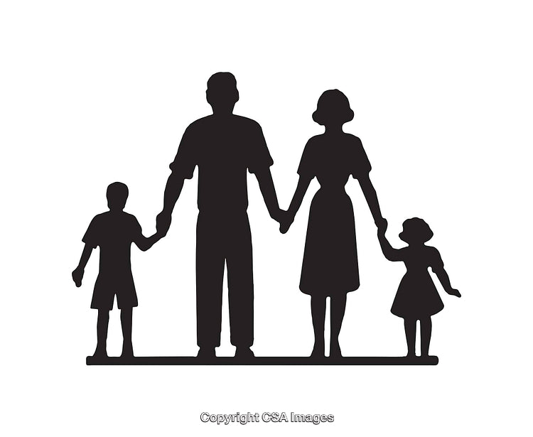 Silhouette of a Family Holding Hands in Unity and Support