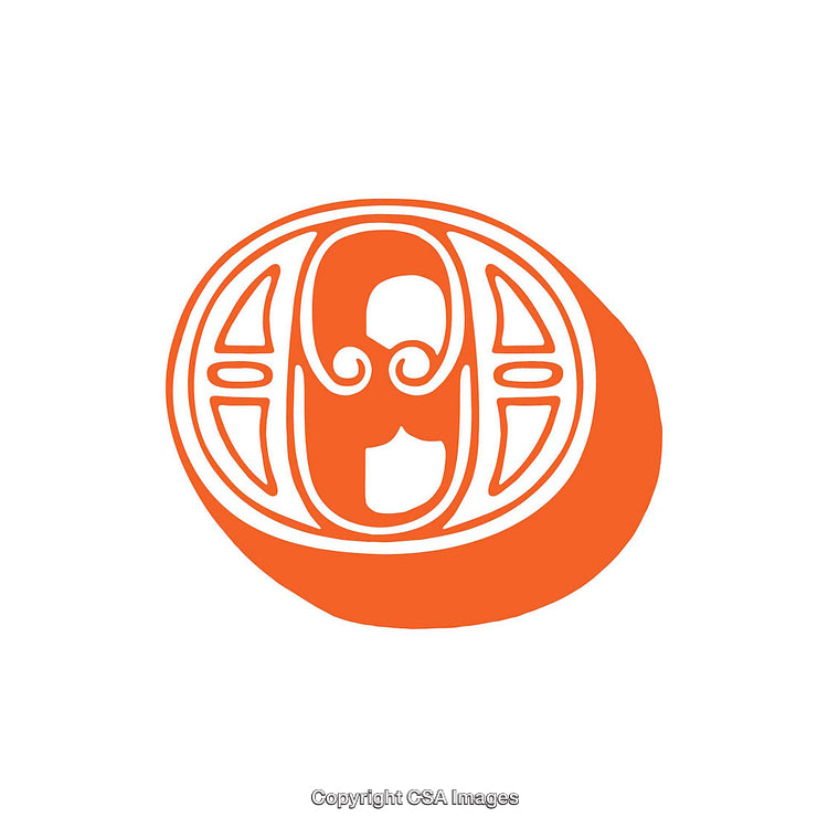Illustration of Orange Decorative Letter O on White Background