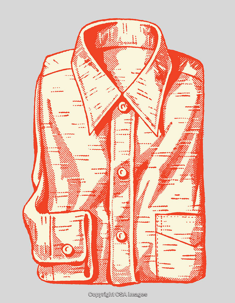 Hand-Drawn Illustration of Folded Shirt in Vintage Style