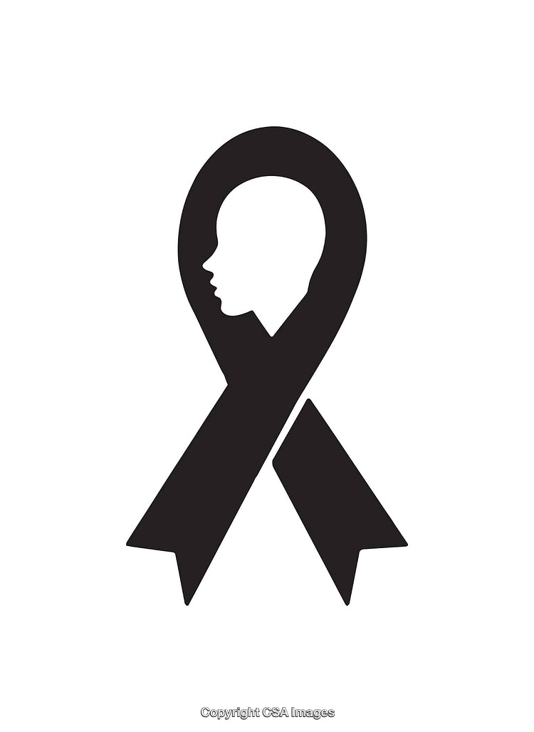 Silhouette Ribbon Icon With Human Profile Inside Simple Black and White Design