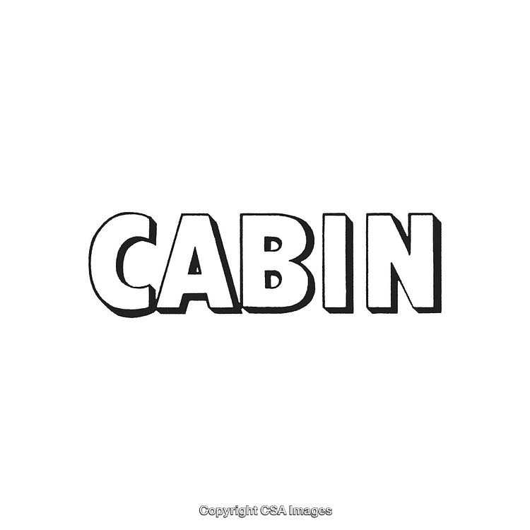 Bold Stylized Black and White Typography Depicting the Word Cabin