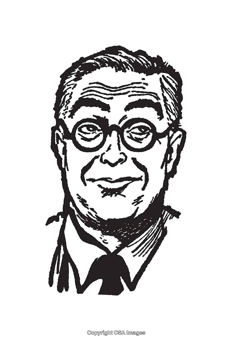 Hand-Drawn Vintage Male Portrait in Black and White Illustration