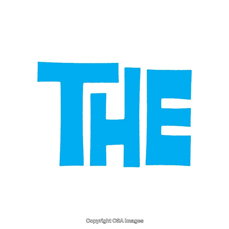Blue Illustrated Typography Art Depicting the Word 'The' in Bold Letters
