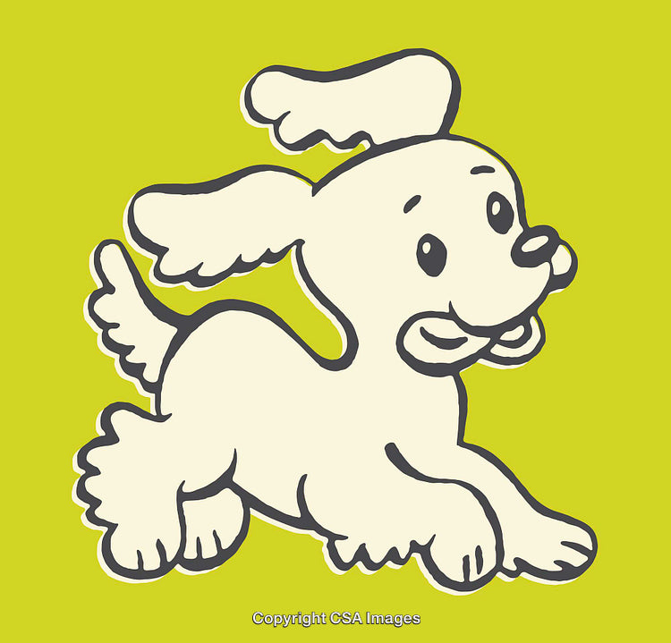 Cheerful Cartoon Dog Illustration on a Bright Green Background