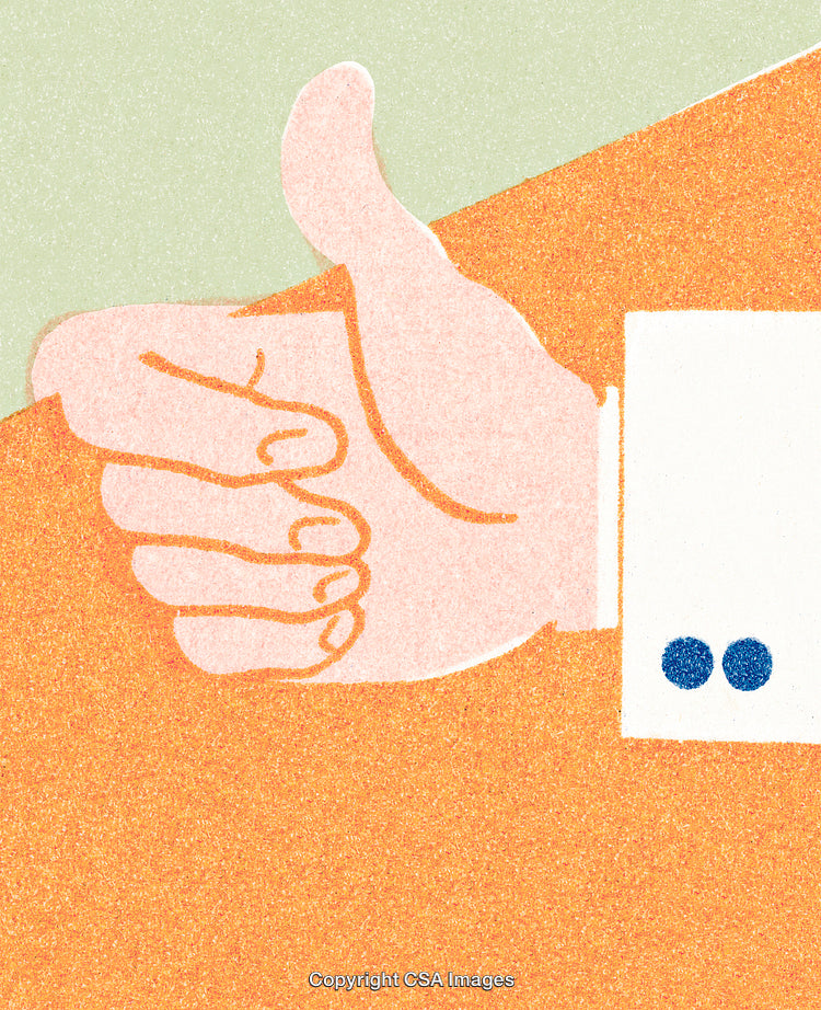 Close-Up of Thumbs Up Hand Gesture on Artistic Background