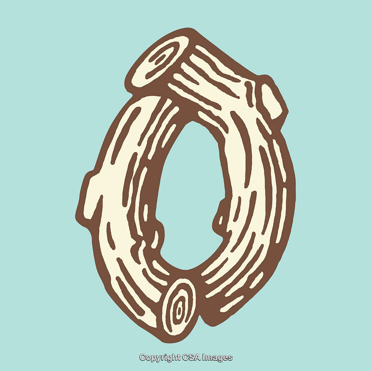Illustration of the Letter O Designed as Wooden Logs