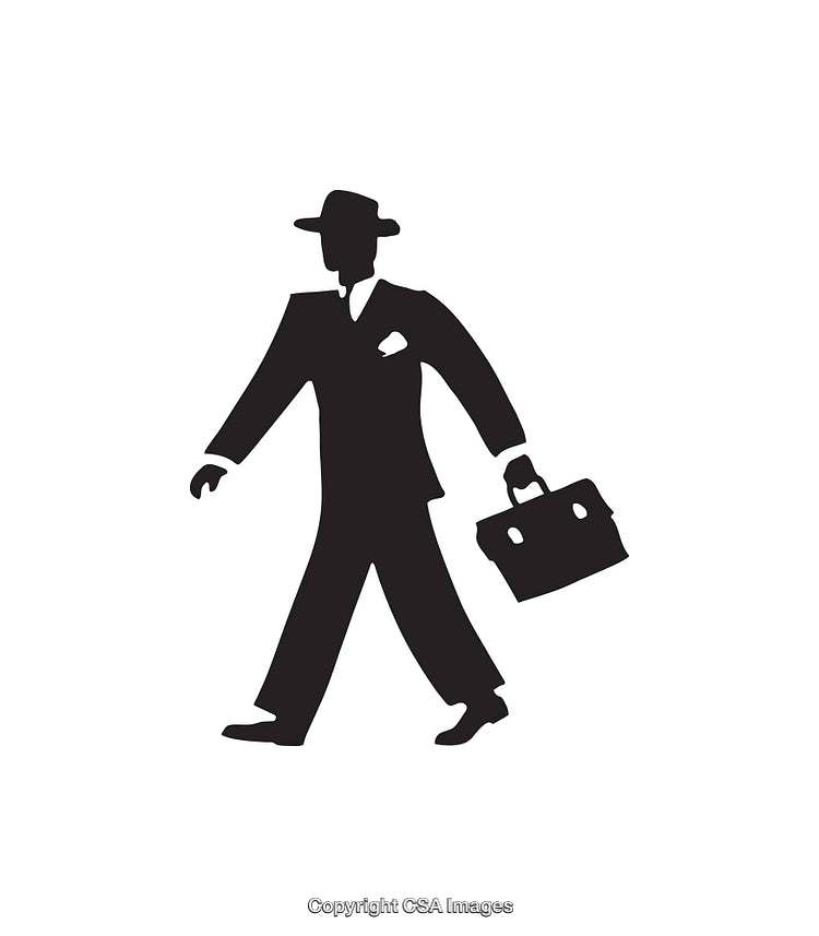 Silhouette of a Businessman Walking with Briefcase in Hand
