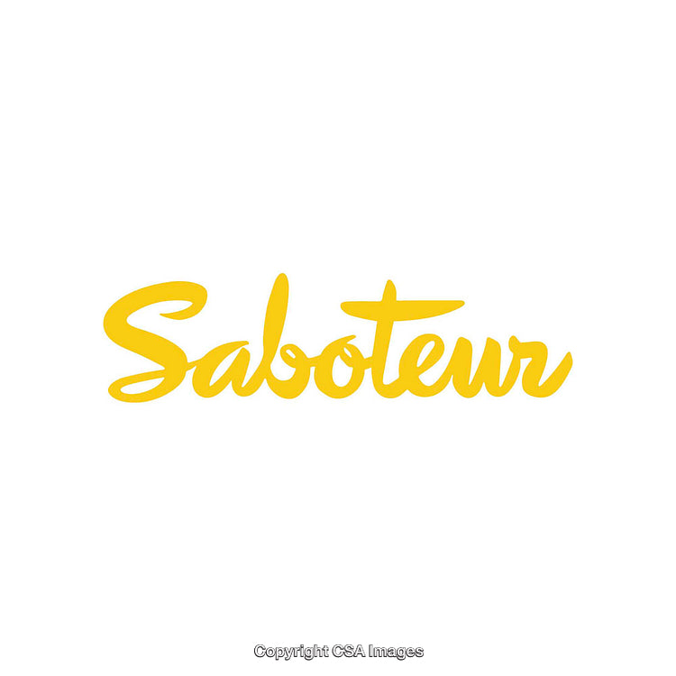 Elegant Yellow Script Style Typography with Saboteur Text Design