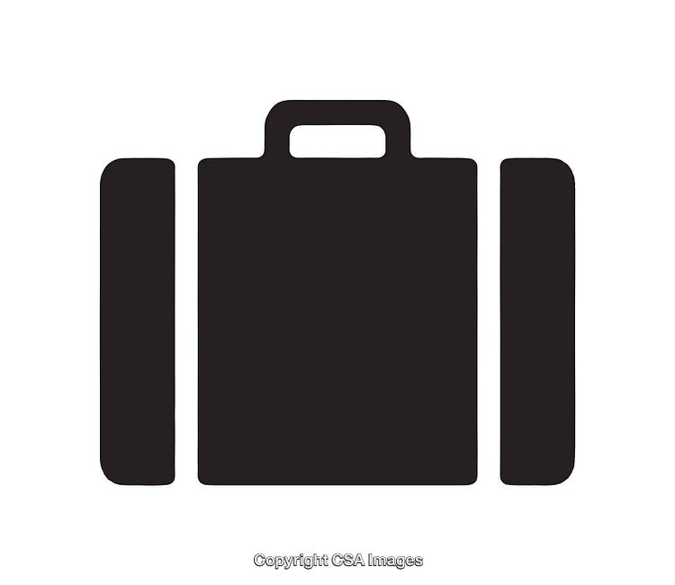 Minimalist Silhouette of a Suitcase Icon in Black and White