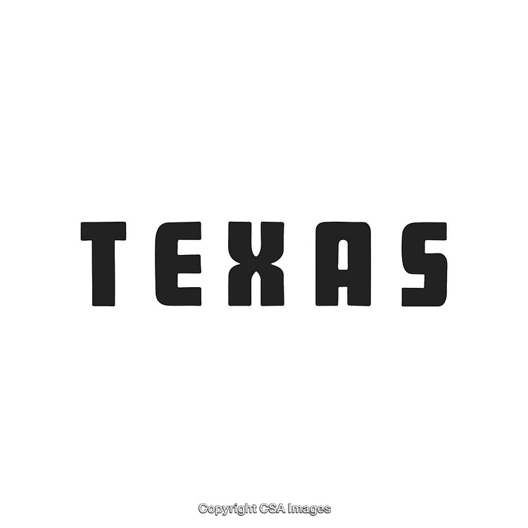 Texas Word Art with Bold Font on a White Background in Minimal Style