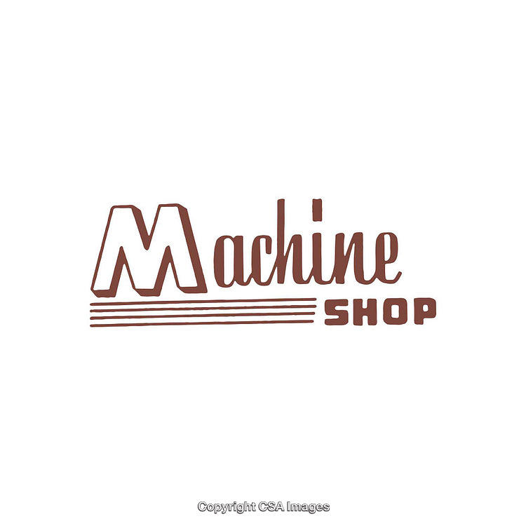 Vintage Machine Shop Logo Design with Retro Style and Text Emphasis
