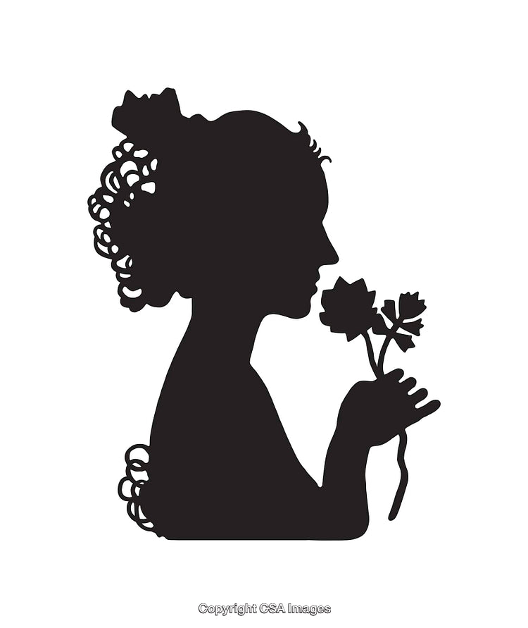 Silhouette of a Woman Holding a Flower in Artistic Style