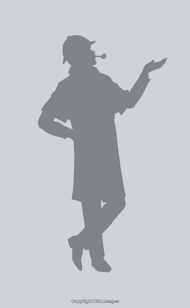 Silhouette Illustration of a Classic Detective with Pipe and Gesture