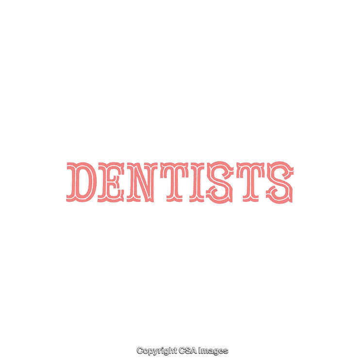 Pink Vintage Typography Displaying the Word Dentists on a White Background