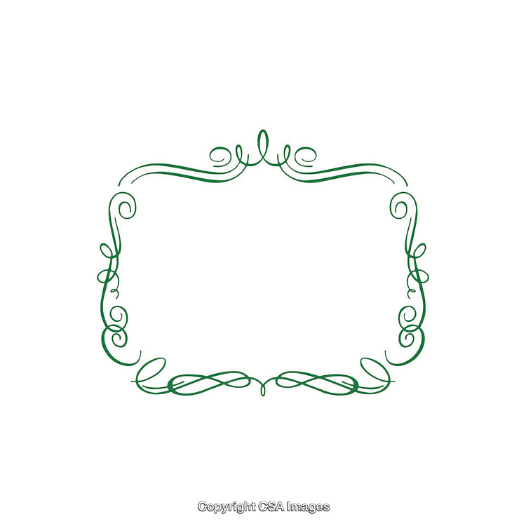 Ornate Green Decorative Border with Elegant Swirls on White Background