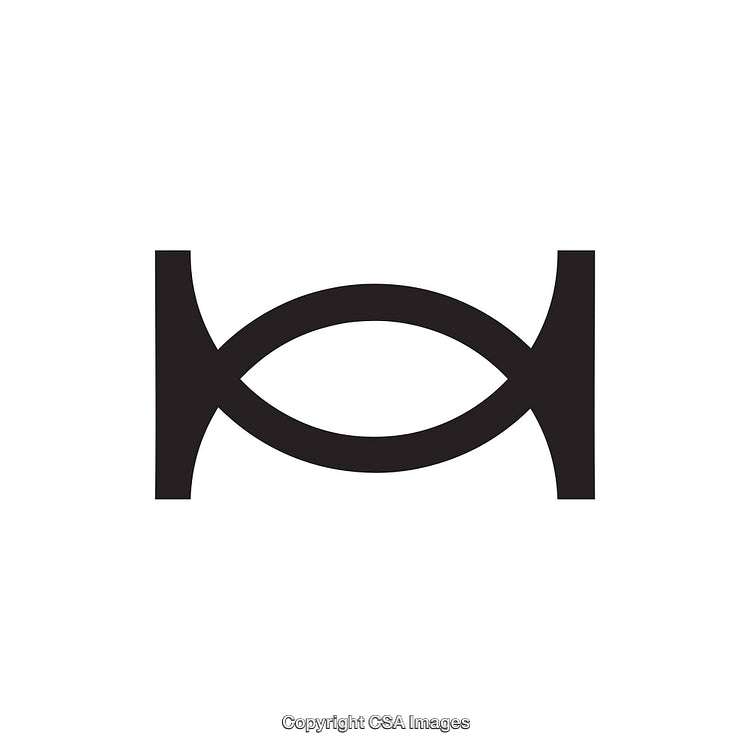 Black and White Abstract Symbol with Geometric Design and Bold Outline