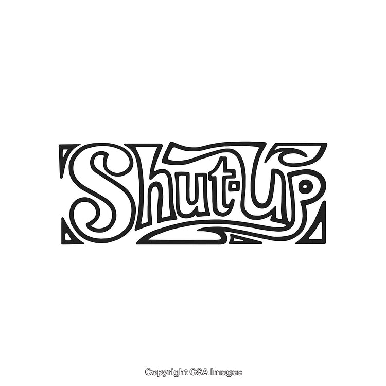 Vintage Handwritten 'Shut-Up' Typography Design in Monochrome Style