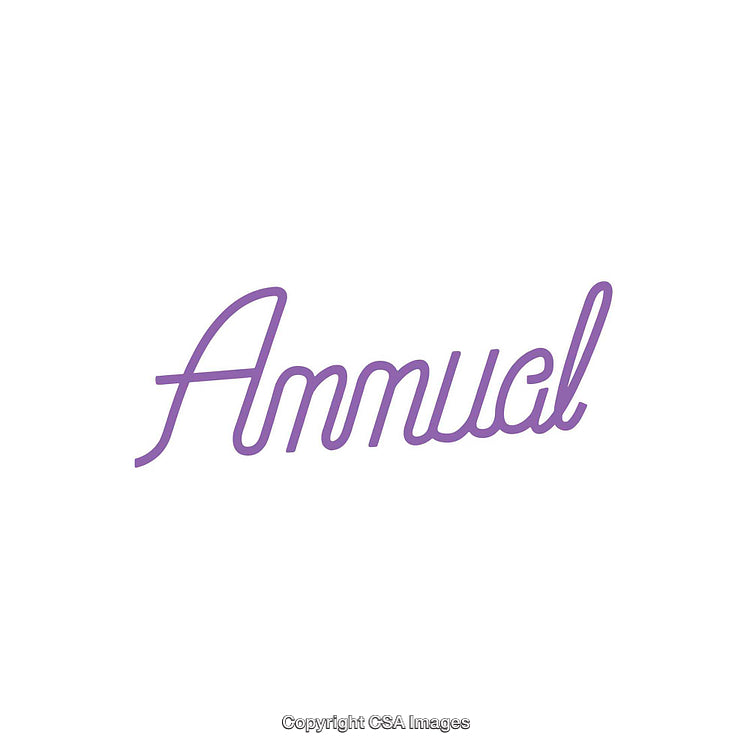 Modern Purple Script Typography Displaying the Word Annual on White Background