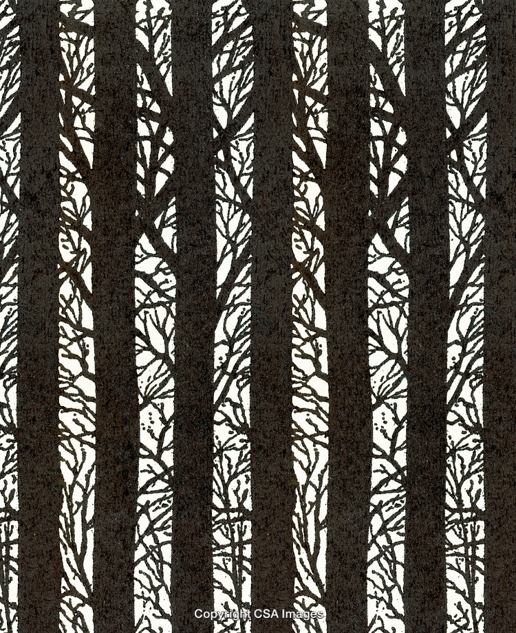 Pattern of Black Tree Silhouettes With Intricate Branch Details