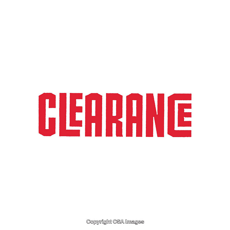 Red Typographic Clearance Text on a White Background Isolated