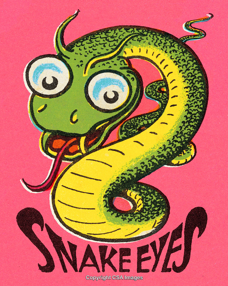 Whimsical Illustration of a Green Snake with Bold and Colorful Style