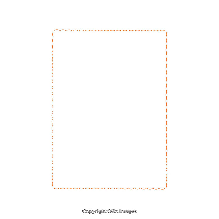 Minimalist Orange Scalloped Border Frame With Blank Center for Design Projects