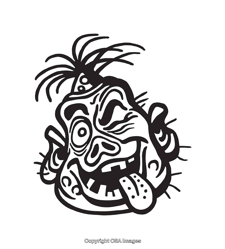 Black and White Cartoon Face with Amusing Expression