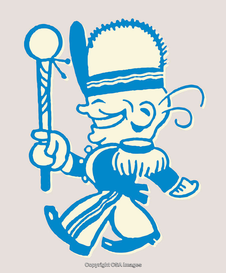 Vintage Illustration of a Smiling Marching Soldier in Retro Art Style