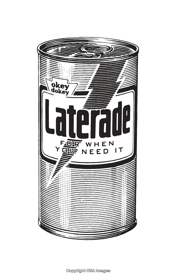 Black and White Illustration of a Branded Product Tin Can Design