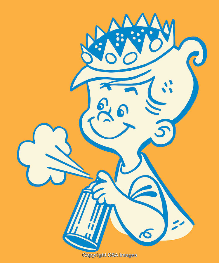 Cartoon Illustration of a Smiling Child Wearing a Crown