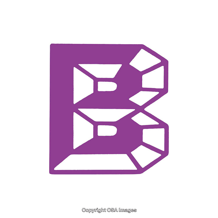 Bold Purple Letter B with Geometric Design Elements