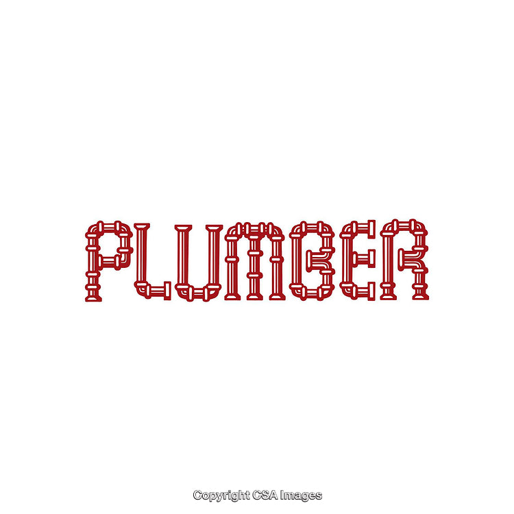 Plumber Word Art Displayed Using Pipe-Like Design on White Background