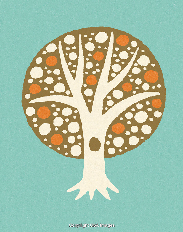 Artistic Depiction of a Tree with Branches and Circular Patterns