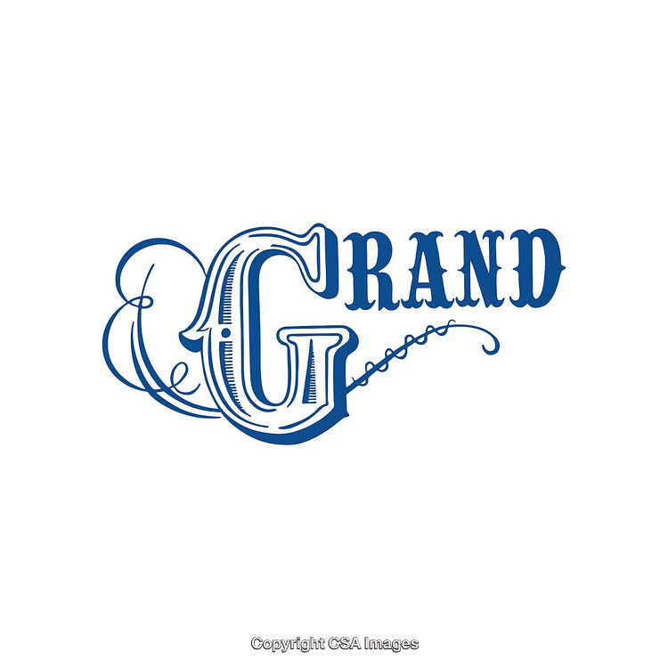 Elegant Letter Art with Grand Typography in Blue Decorative Style