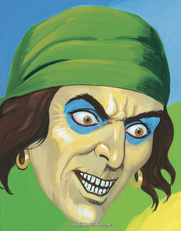 Expressive Illustration of a Dramatic Suspicious Face Close-Up