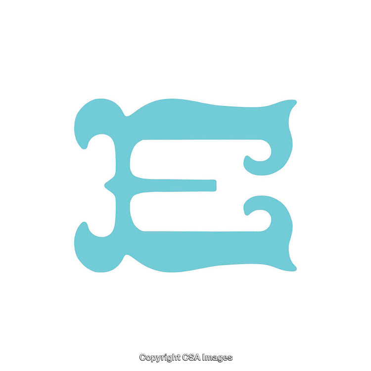 Ornate Stylized Blue Letter E on White Background