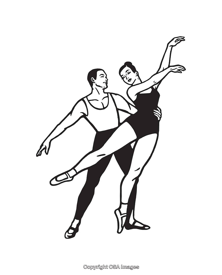 Elegant Line Art of Ballet Dancers in a Graceful Pose