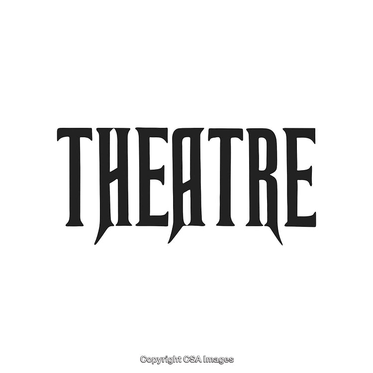 Vintage Typography of the Word Theatre in Stylized Text Format