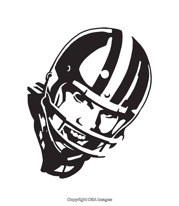Dynamic Black and White Illustration of a Football Player in Helmet