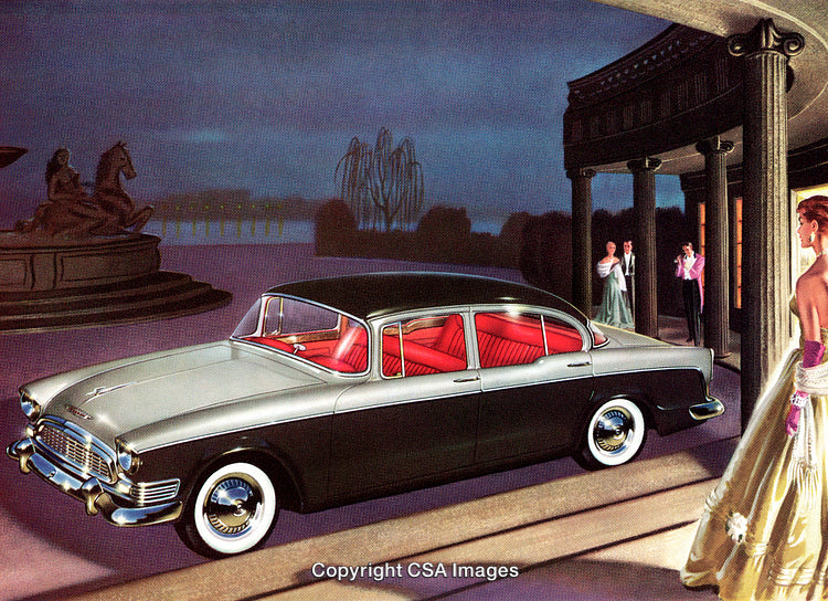 Classic Luxury Car at a Nighttime Elegant Social Gathering