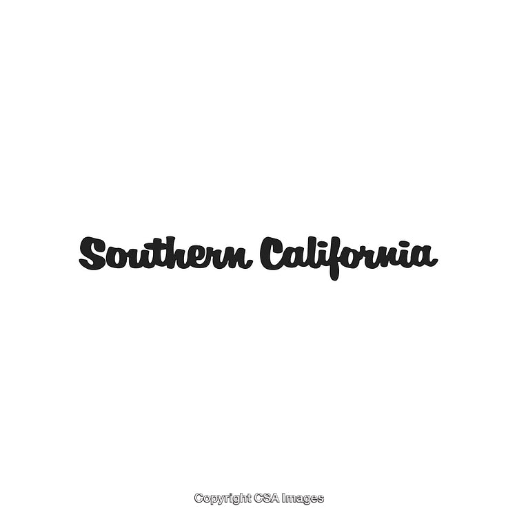 Southern California Text Design with Serif Font in Black on White Background