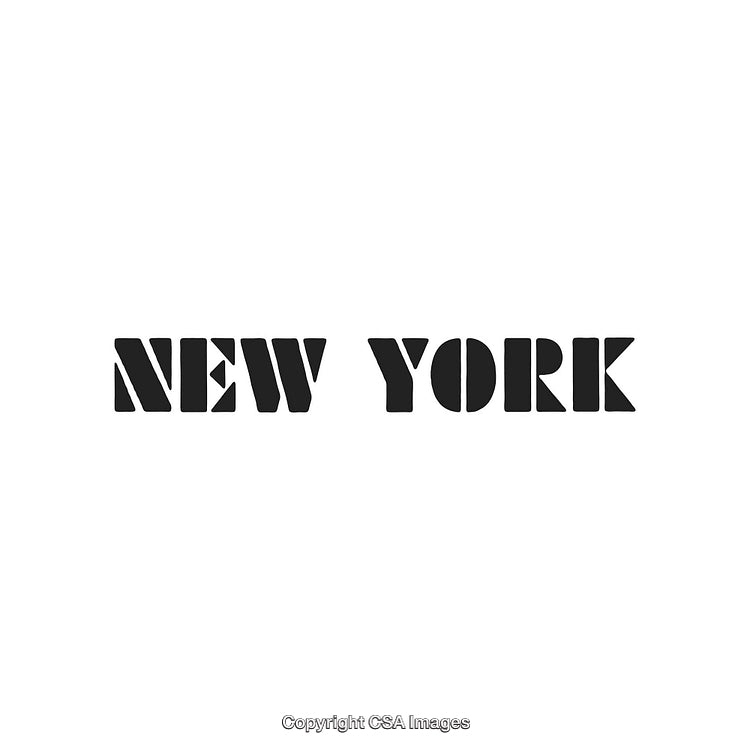 Black Stencil New York Text on White Background