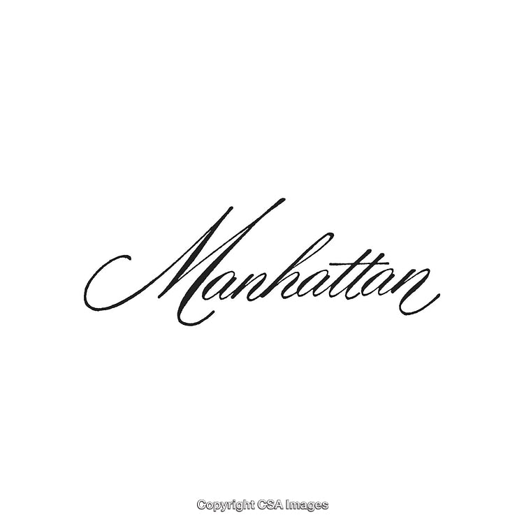 Elegant Script Typography Featuring the Word Manhattan on White Background