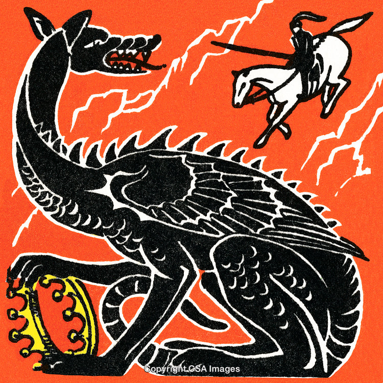 Dragon and Knight in a Dynamic Medieval Battle Scene Illustration