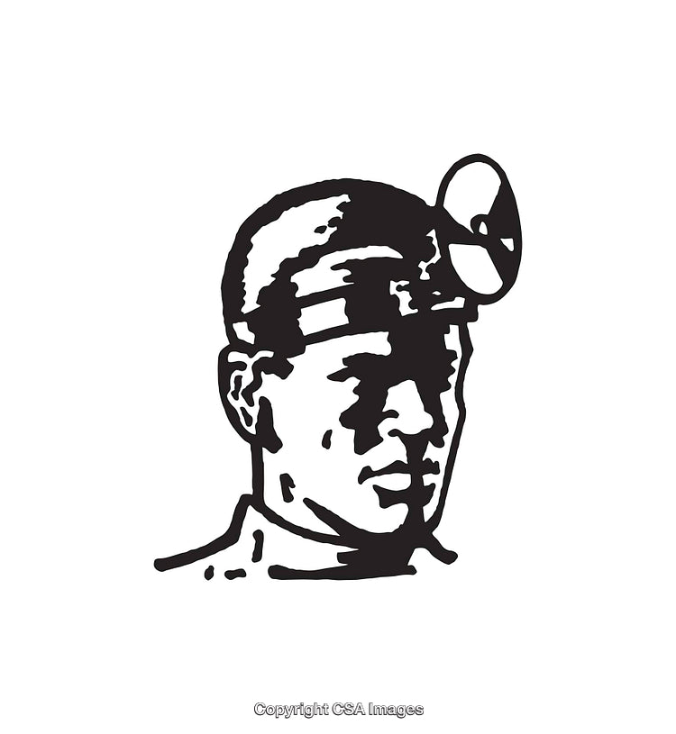 Black and White Line Art Illustration of a Medical Professional