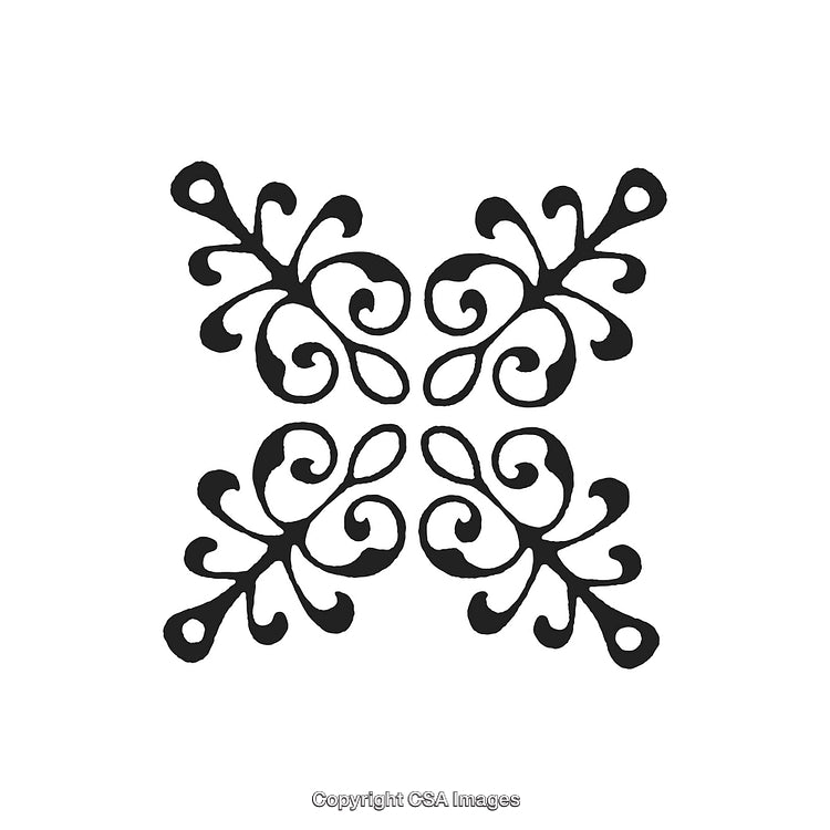 Elegant Symmetrical Black and White Ornamental Decorative Design