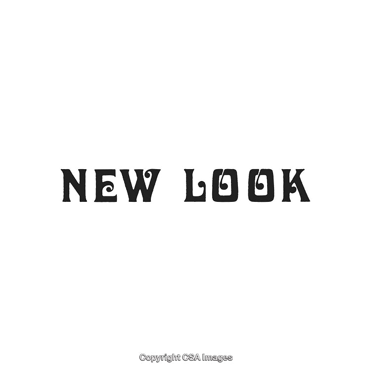 Decorative Stylized Text Depicting 'New Look' in Black on White