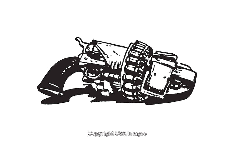 Detailed Black and White Line Art of a Small Object