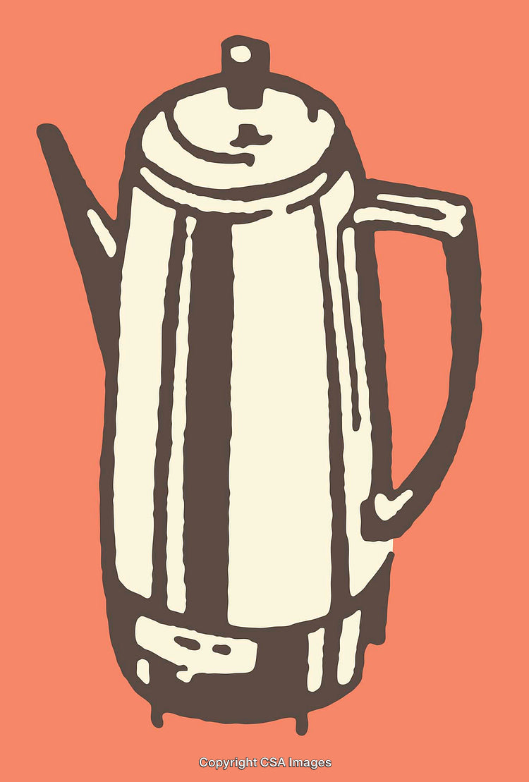 Retro Styled Coffee Pot Illustration in Warm Tones