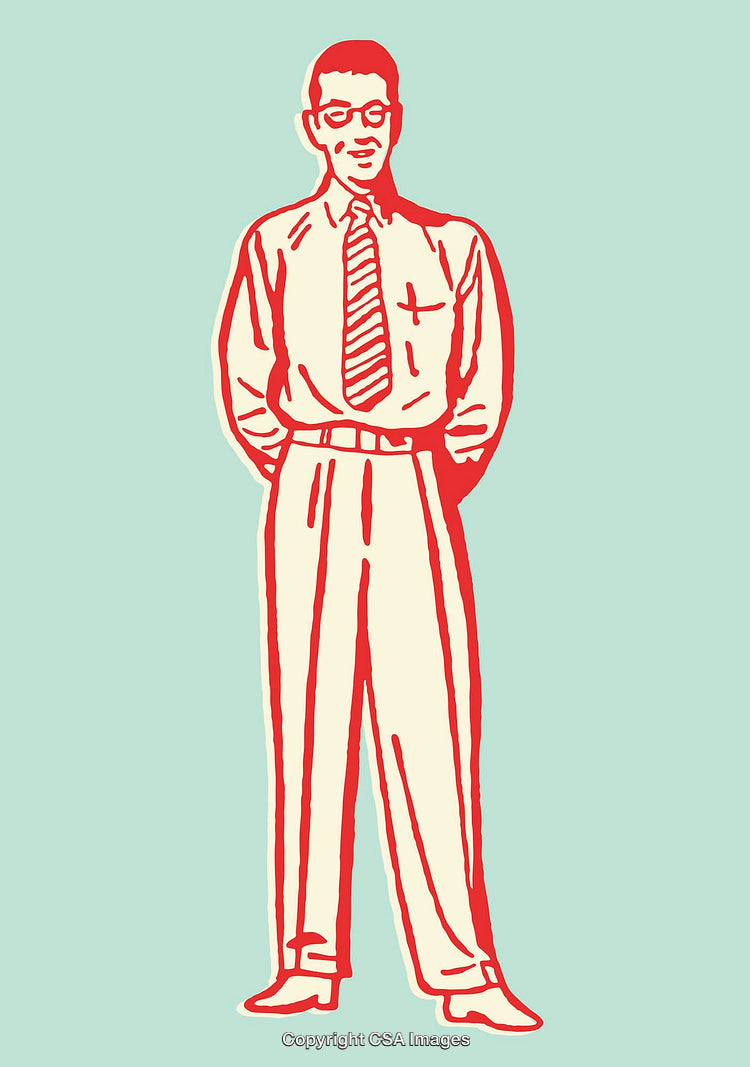 Retro Style Illustration of a Professional Businessman in Glasses and Tie